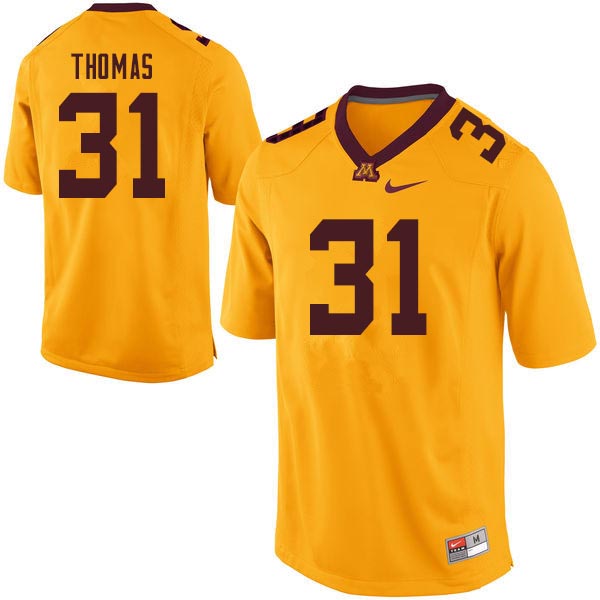 Men #31 Kiondre Thomas Minnesota Golden Gophers College Football Jerseys Sale-Gold